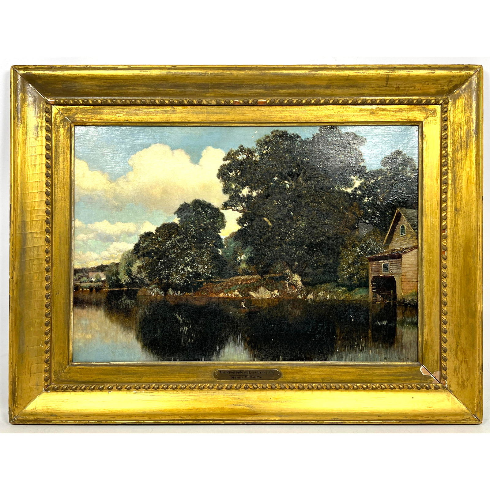 Henry P. SMITH Antique Oil Painting on Canvas. River landscape. (American 1854-1907) Labeled: "The R (1 of 13)