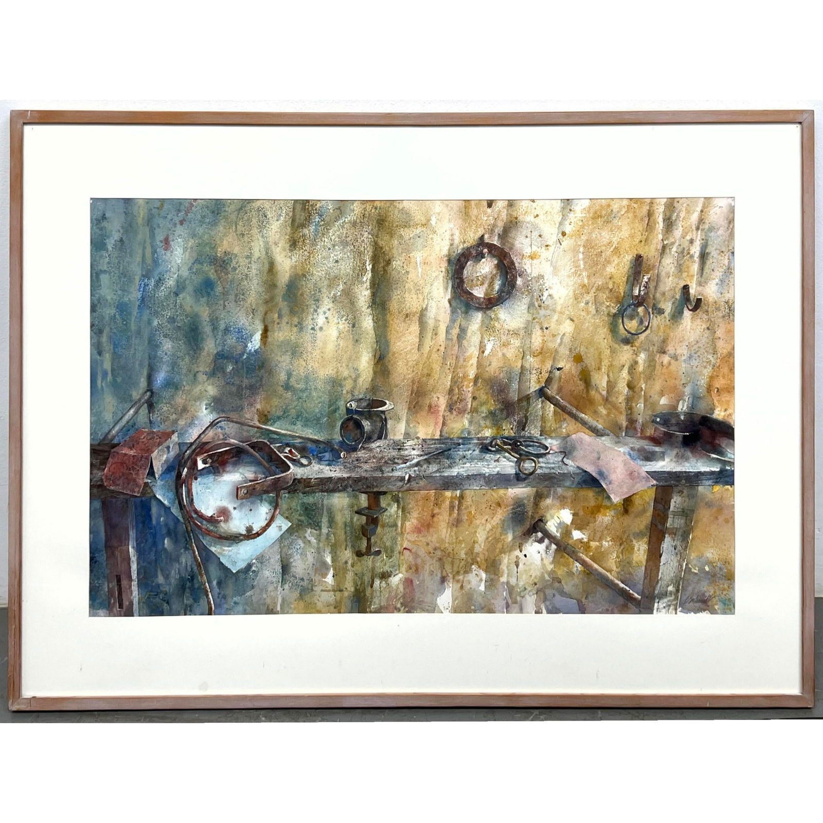 CHARLES SCHMIDT Modernist Still Life Watercolor. "Ochre Mine, Roussillon" Signed. (1 of 7)