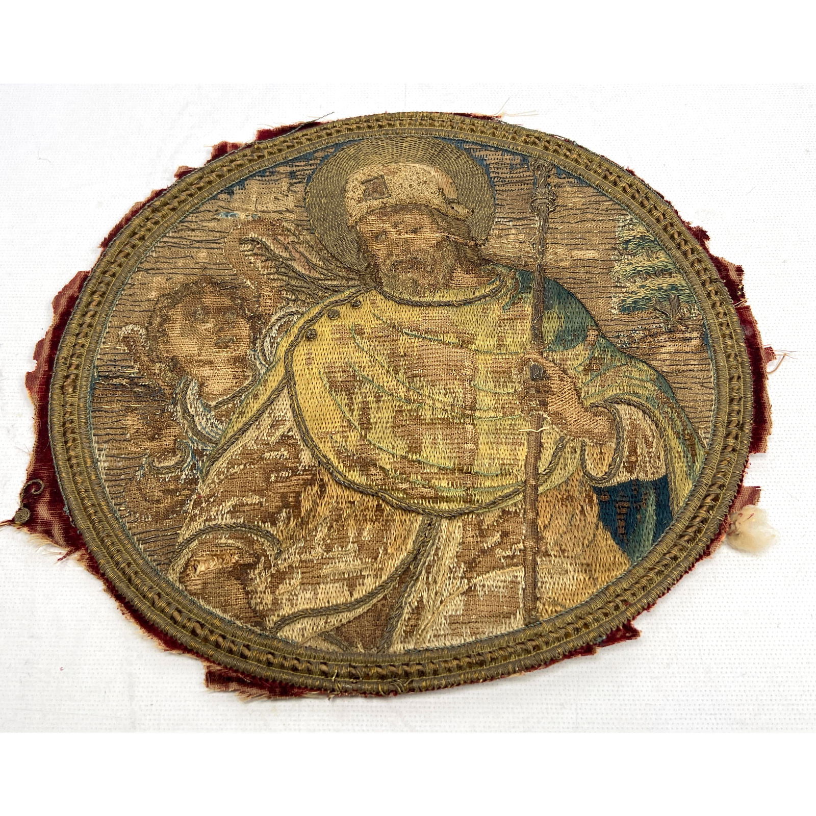 Antique Religious Tapestry Fragment. (1 of 8)