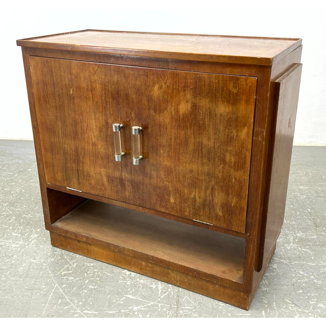 Double-sided Bar w/Glass and Nickeled Brass Pulls. French. c. 1930 (1 of 17)