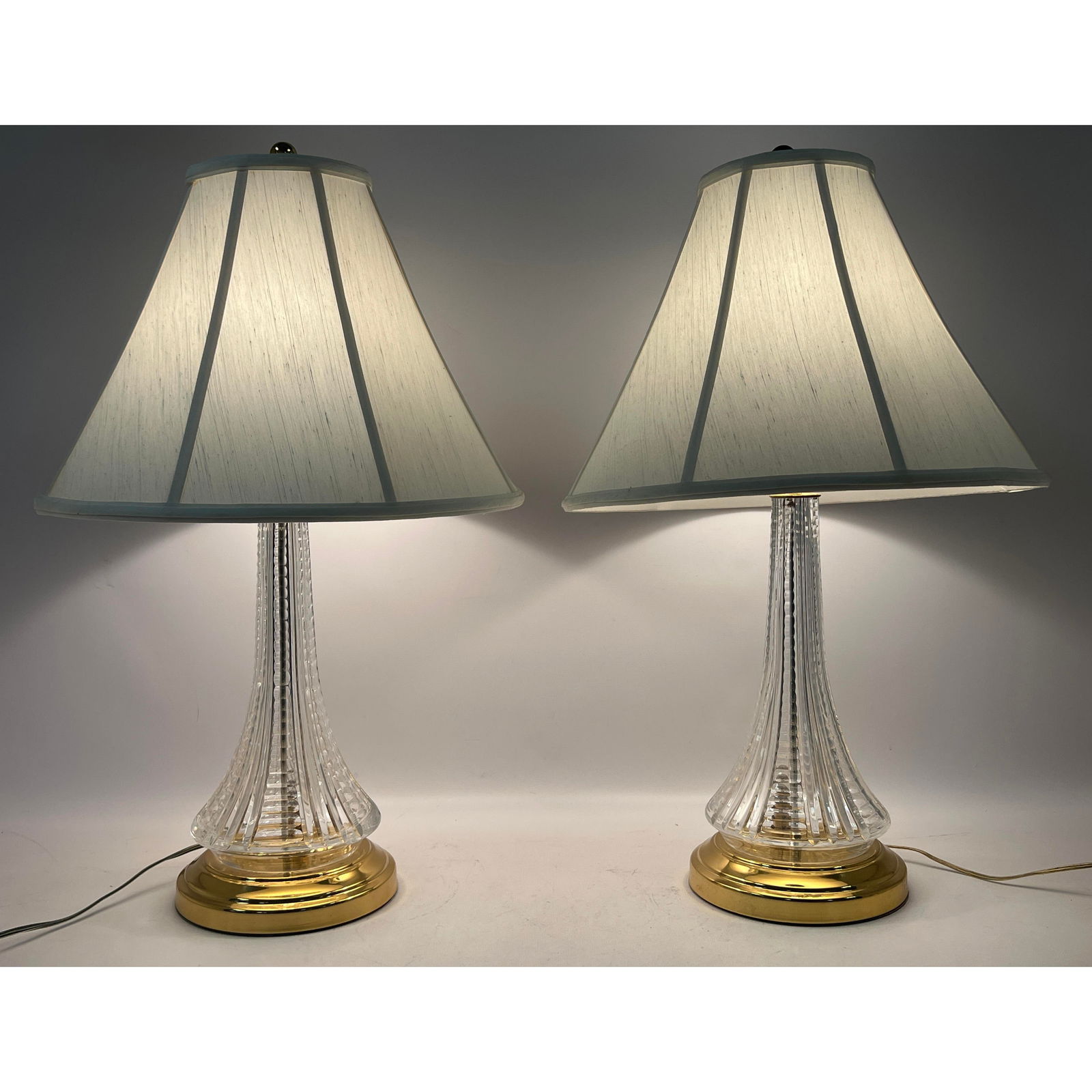 Pair Waterford Crystal Table Lamps. Original Shades. (1 of 10)