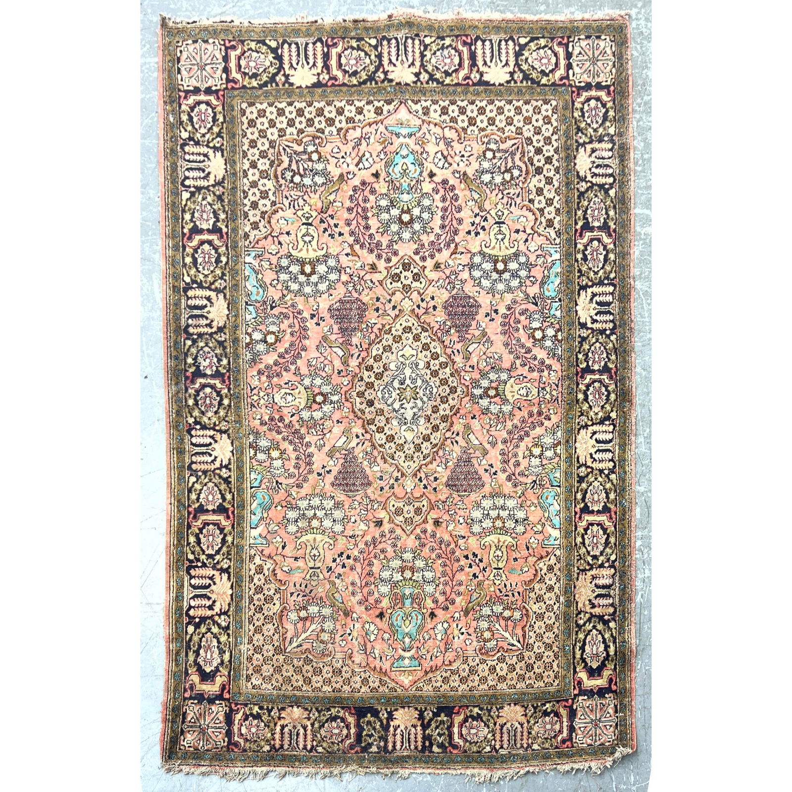 7'5 X 4'2 Handmade Oriental Carpet Rug. Kashan Style. (1 of 9)