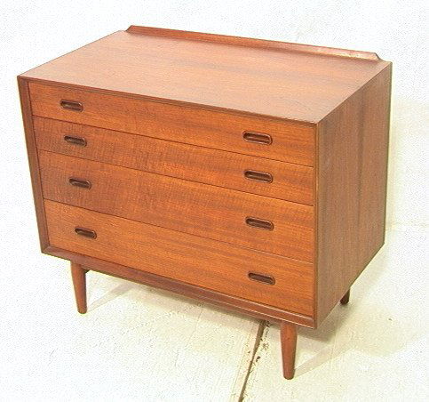 GEORGE TANIER Sibast 4 Drawer Chest Dresser with: GEORGE TANIER Sibast 4 Drawer Chest Dresser with graduated drawers. Beveled front edge. Tapered peg legs. Branded Mark.-- Dimensions: H: 30.5 inches: W: 36 inches: D: 19.5 inches ---