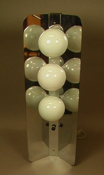 70' Modern Chrome GEORGE KOVACS Three Ball Lamp.: 70' Modern Chrome GEORGE KOVACS Three Ball Lamp. Leviton. Marked.-- Dimensions: H: 30 inches: W: 10 inches: D: 9 inches ---