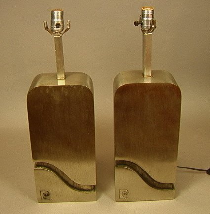 Pr Stainless Steel Pierre Cardin Table Lamps. Hea: Pr Stainless Steel Pierre Cardin Table Lamps. Heavy Construction. Stamped.-- Dimensions: H: 22 inches: W: 7 inches: D: 4 inches ---