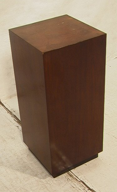 ART DECO Walnut Pedestal. Banded top with burl wo: ART DECO Walnut Pedestal. Banded top with burl wood center. Recessed Black Base.-- Dimensions: H: 30 inches: W: 13 inches: D: 13 inches ---