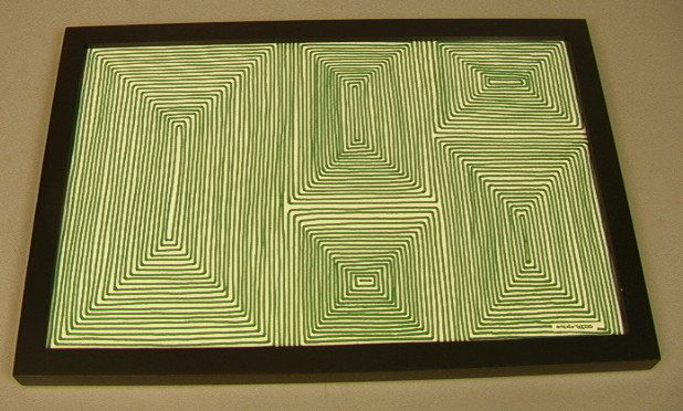 Signed ANGELO TESTA Concentric Green Line Print.: Signed ANGELO TESTA Concentric Green Line Print. Signed in print. Framed-- Dimensions: H: 10.5 inches: W: 16.5 inches ---