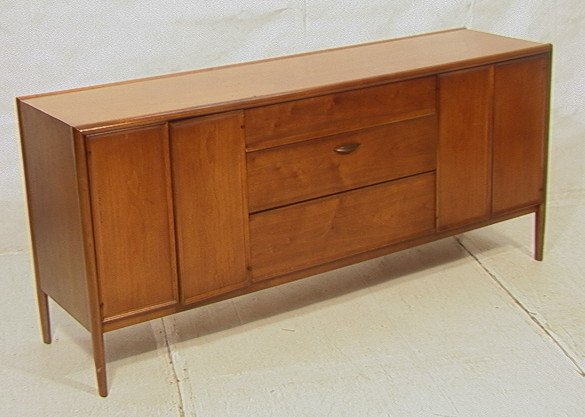 DREXEL American Modern Parallel Credenza Sideboar: DREXEL American Modern Parallel Credenza Sideboard. Four Door Three Drawer Cabinets. Marked. -- Dimensions: H: 32 inches: D: 21 inches: L: 72 inches ---