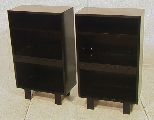 Pr GEORGE NELSON Herman Miller Ebonized Cabinets.: Pr GEORGE NELSON Herman Miller Ebonized Cabinets. Black Lacquered Cabinets with Pull Out Shelves. Unmarked.-- Dimensions: H: 40 inches: W: 24 inches: D: 12 inches ---