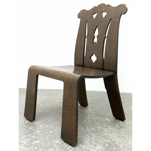 Robert Venturi / Knoll Figured Maple Chippendale. Chair-Original Finish.  Unmarked.: Robert Venturi / Knoll Figured Maple Chippendale. Chair-Original Finish. Unmarked. Dimensions: Height: 37 inches, Width: 23 inches, Depth: 18 inches. - Seat Height: 17 inches --- - - We offer curbside