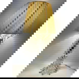 Extra Large Vannes French Glass Table Lamp. Flowing Glass Lamp in the style of Cofrac Art Verriere: Extra Large Vannes French Glass Table Lamp. Flowing Glass Lamp in the style of Cofrac Art Verriere Made In Vannes. Unsigned. Dimensions: Height: 40 inches, Width: 12 inches, Depth: 12 inches. 