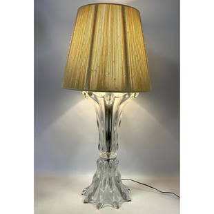 Extra Large Vannes French Glass Table Lamp. Flowing Glass Lamp in the style of Cofrac Art Verriere: Extra Large Vannes French Glass Table Lamp. Flowing Glass Lamp in the style of Cofrac Art Verriere Made In Vannes. Unsigned. Dimensions: Height: 40 inches, Width: 12 inches, Depth: 12 inches. --- - -