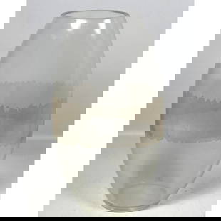 SEGUSO 15" Murano Italy Art Glass Vase. Clear Glass with Gold Leaf Band. Attached label. Etched Sign: SEGUSO 15" Murano Italy Art Glass Vase. Clear Glass with Gold Leaf Band. Attached label. Etched Signature. Dimensions: Height: 15 inches, Width: 8 inches, Depth: 5 inches. --- US Packing