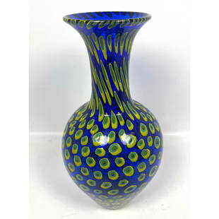 SAM  STANG Art Glass Colorful Vase. Handblown.: SAM STANG Art Glass Colorful Vase. Handblown. Dimensions: Height: 15 inches, Width: 7 inches, Depth: 7 inches. --- - - We offer curbside delivery to NYC, Manhattan, Close Brooklyn, Hoboken about a wee