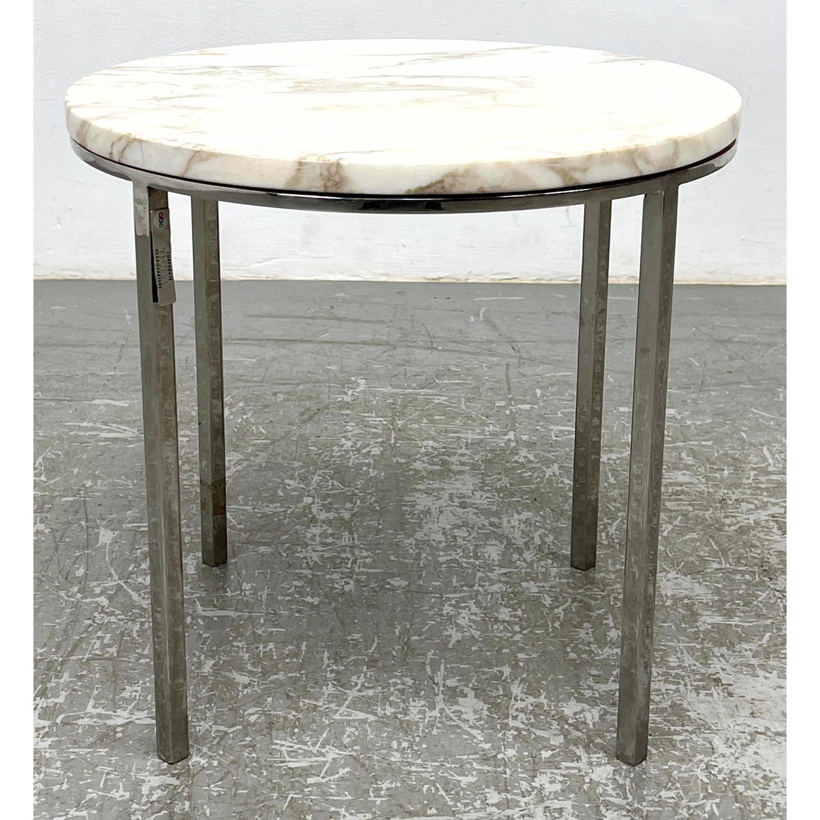Marble Top Round Side End Table. Modernist. Nico Zographos style. (1 of 8)