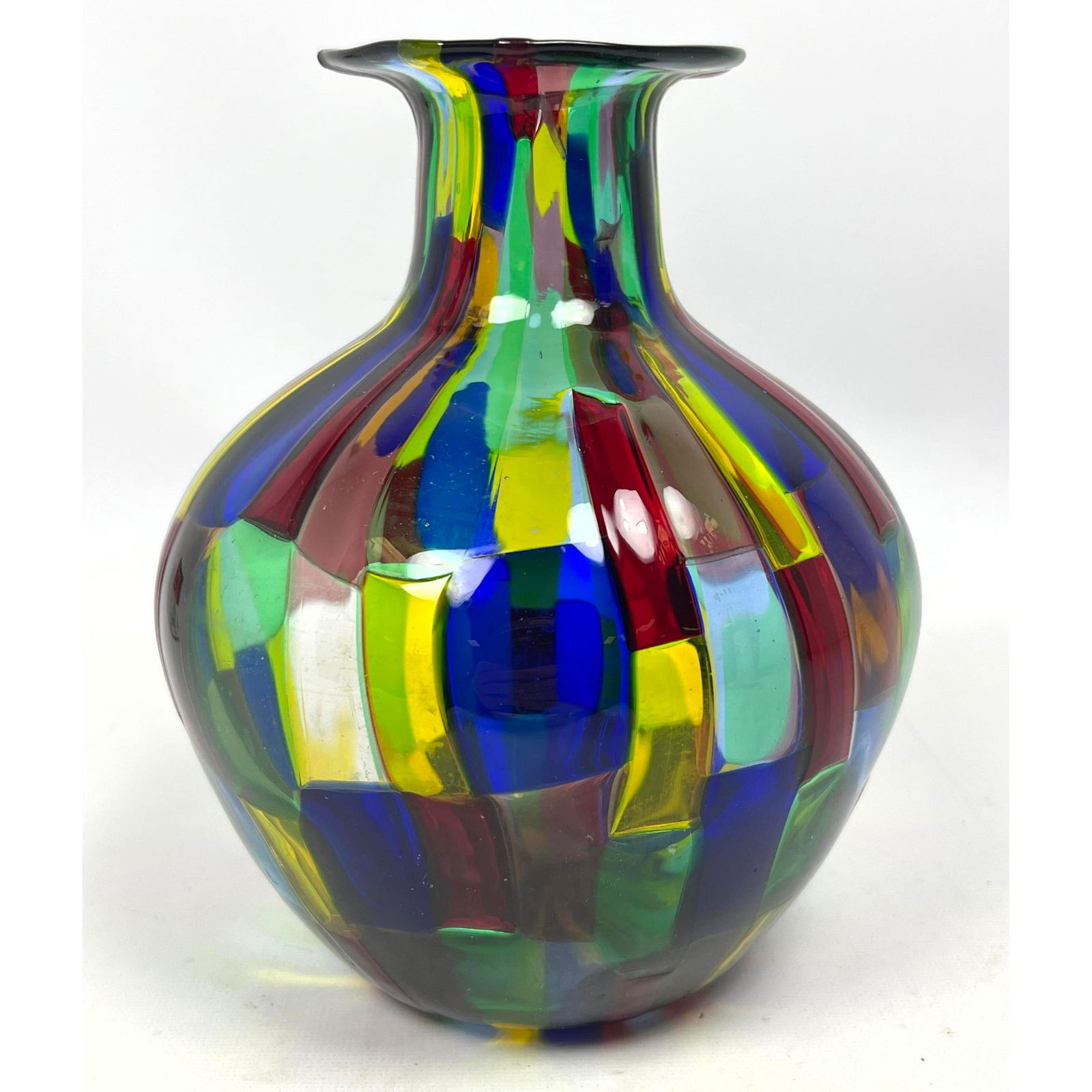 Pezzato Vase by Fulvio Bianconi for Venini. Partial paper label. (1 of 10)