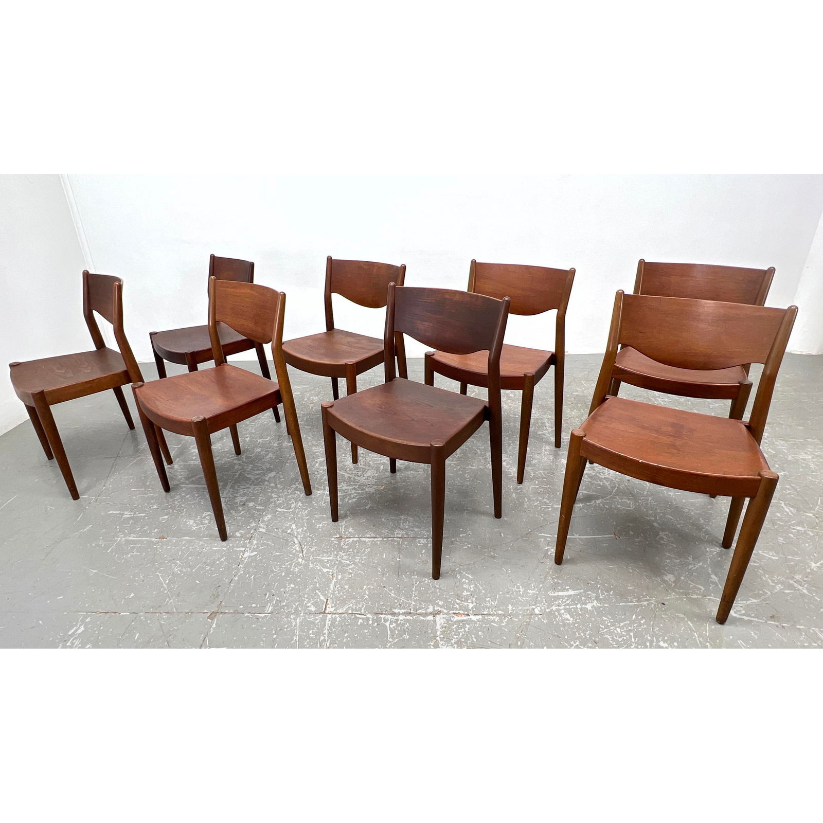 Set 8 C.M. Madsens Danish Modern Teak Dining Chairs. John Stuart. (1 of 13)