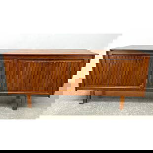 Arne Halvorsen Mid Century Modern Credenza. Danish Teak 4 Door Cabinet. Locks with keys (present): Arne Halvorsen Mid Century Modern Credenza. Danish Teak 4 Door Cabinet. Locks with keys (present) Dimensions: Height: 34 inches, Width: 78.75 inches, Depth: 22.5 inches. --- - - We offer curbside deli