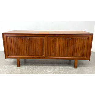 Arne Halvorsen Mid Century Modern Credenza. Danish Teak 4 Door Cabinet. Locks with keys (present): Arne Halvorsen Mid Century Modern Credenza. Danish Teak 4 Door Cabinet. Locks with keys (present) Dimensions: Height: 34 inches, Width: 78.75 inches, Depth: 22.5 inches. --- - - We offer curbside deli