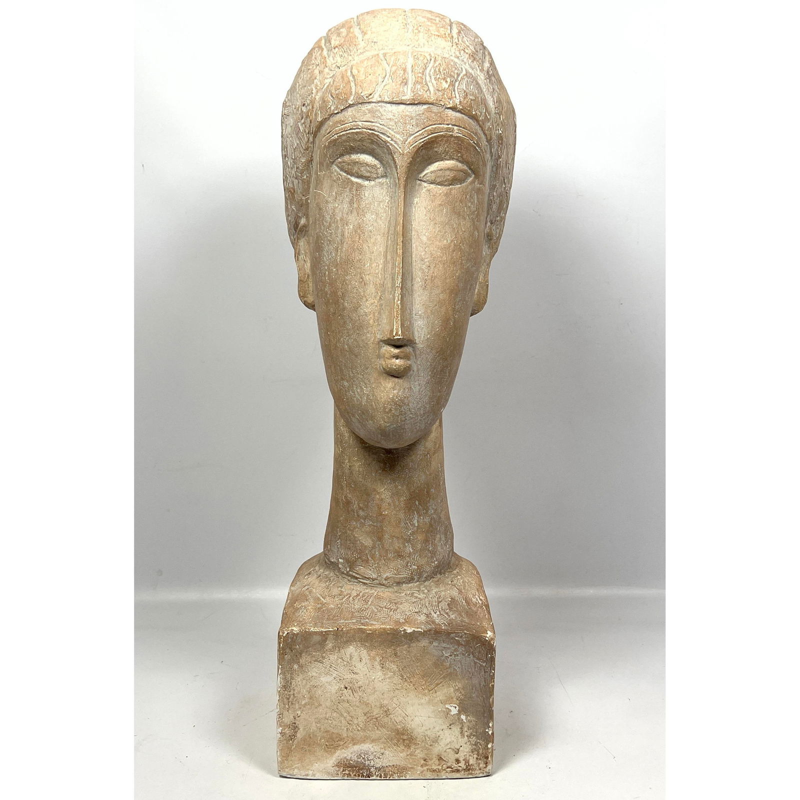 AUSTIN PRODUCTS Portrait Bust Sculpture. AMEDEO MODIGLIANI inspired head. Marked. Dated 1961. Modern (1 of 11)