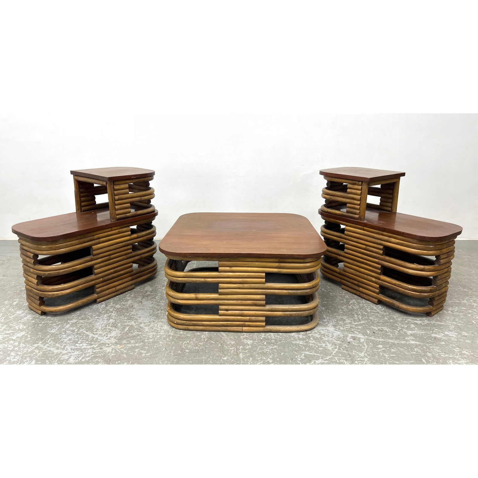 Set 3 Paul Frankl pretzel tables. Pair end tables and coffee table. (1 of 20)