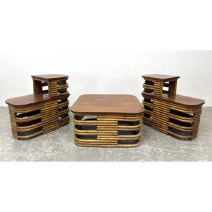 Set 3 Paul Frankl pretzel tables. Pair end tables and coffee table.: Set 3 Paul Frankl pretzel tables. Pair end tables and coffee table. Dimensions: Height: 14.75 inches, Width: 30 inches, Depth: 30 inches. - Additional Dimensions: Smaller H: 25 inches, W: 14 inches, D