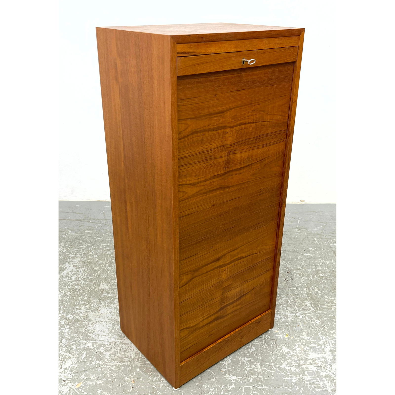 Danish Modern Denmark Wegner Style Vertical Tambour Door Teak File Cabinet (1 of 11)