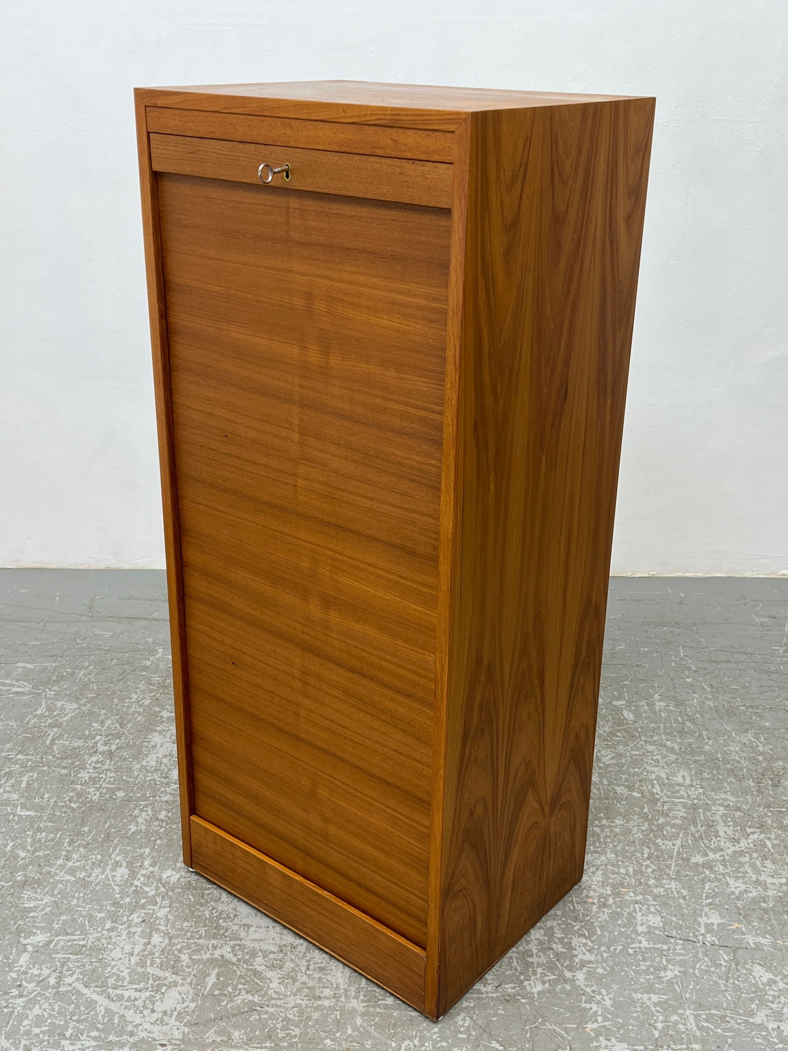 Danish Modern Denmark Wegner Style Vertical Tambour Door Teak File Cabinet (1 of 11)