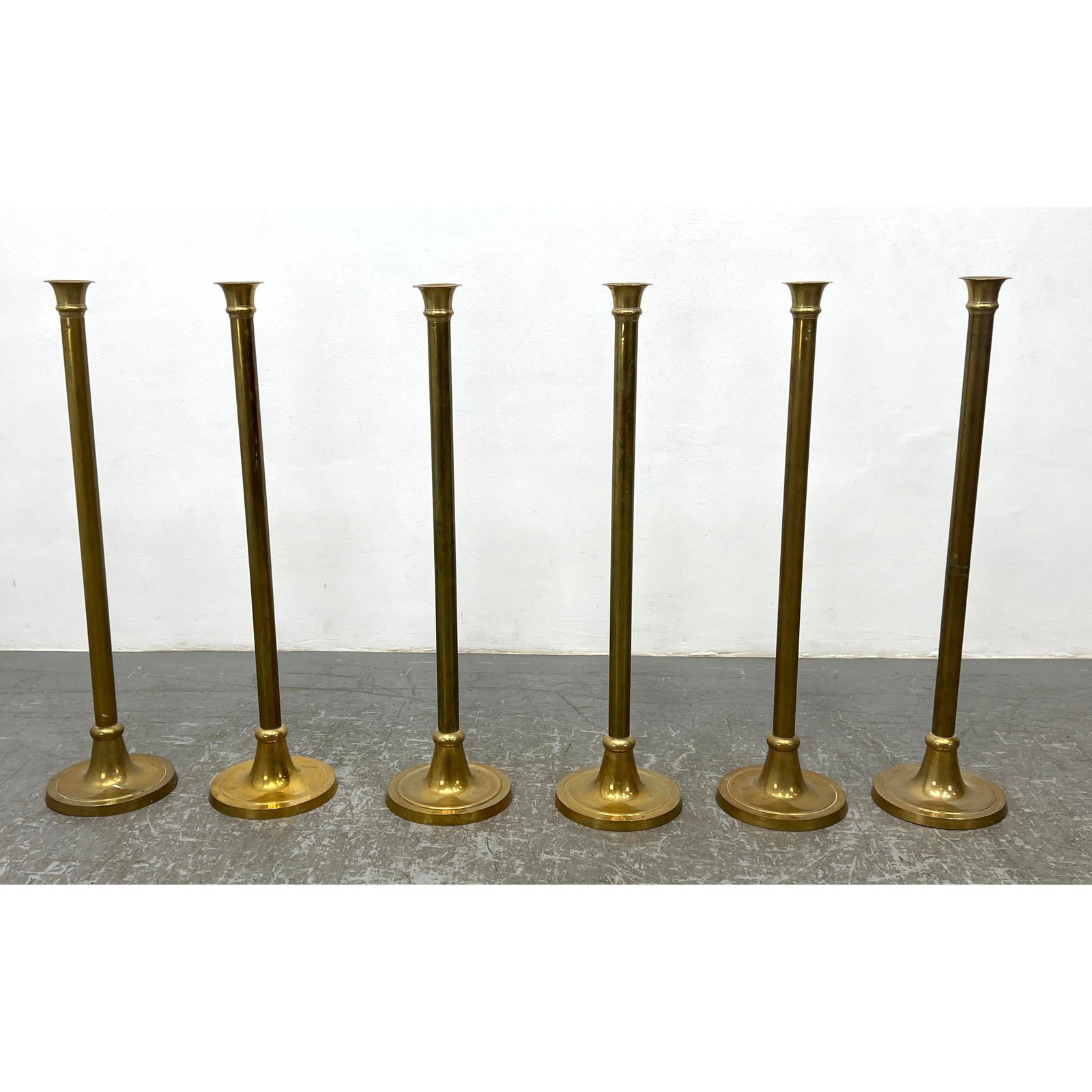 6pcs 36 inch Tall Indian Brass Candlesticks. Marked. (1 of 14)