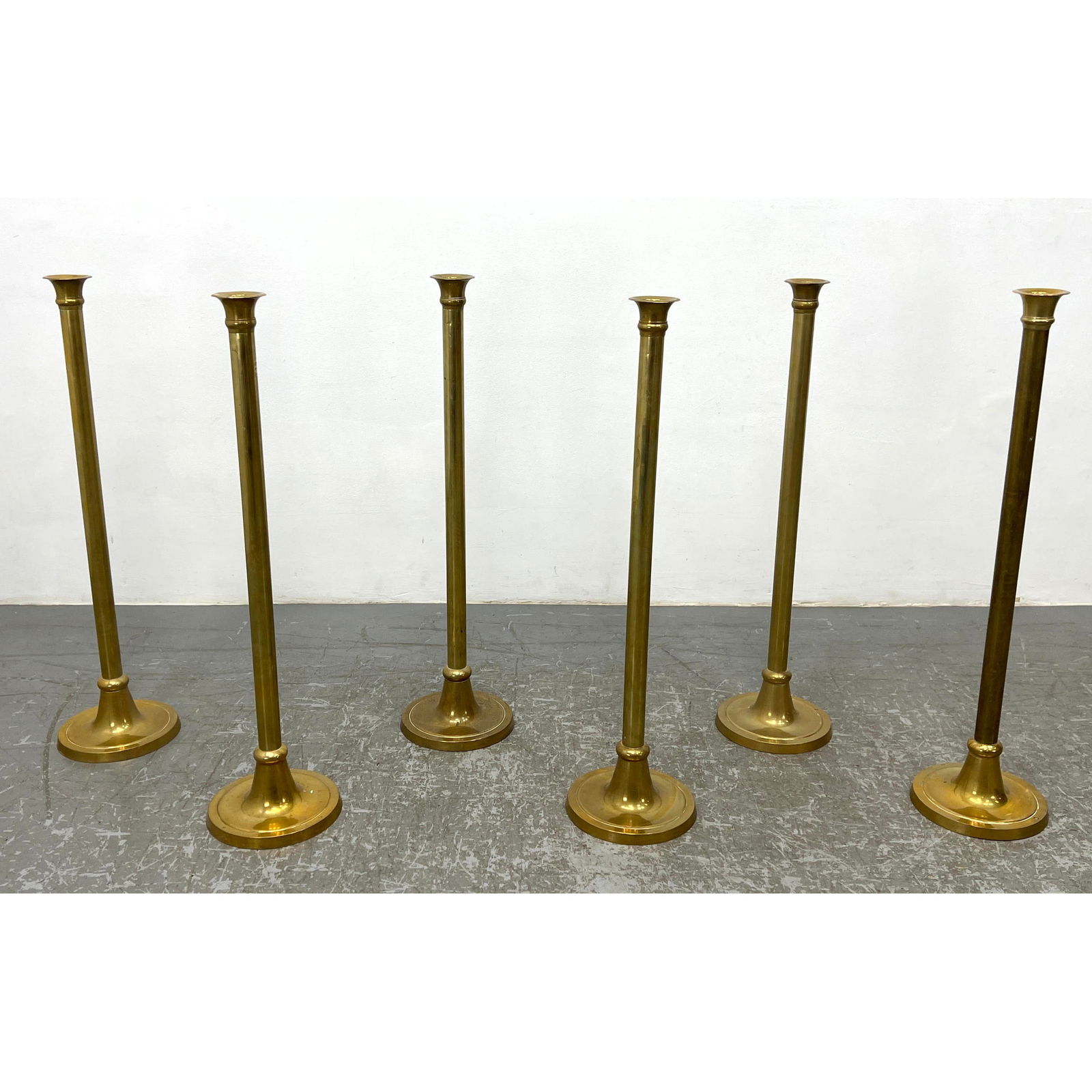 6pcs 35 inch Tall Indian Brass Candlesticks. (1 of 9)