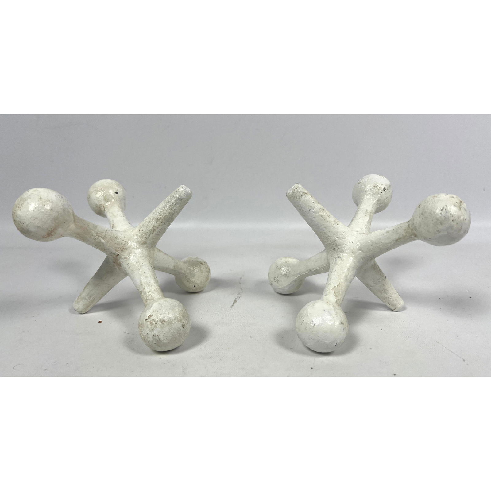 Pair cast iron Jacks bookends. Bill Curry style. White. Jax. (1 of 8)