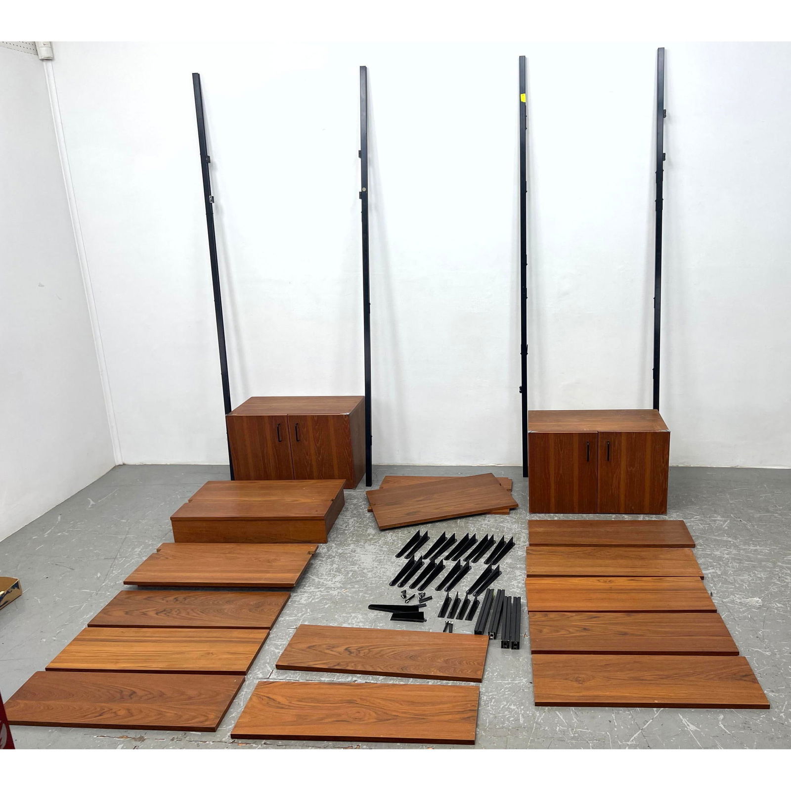 George Nelson OMNI Wall Unit. 4 Uprights, 3 Cabinets, 13 shelves. (1 of 15)