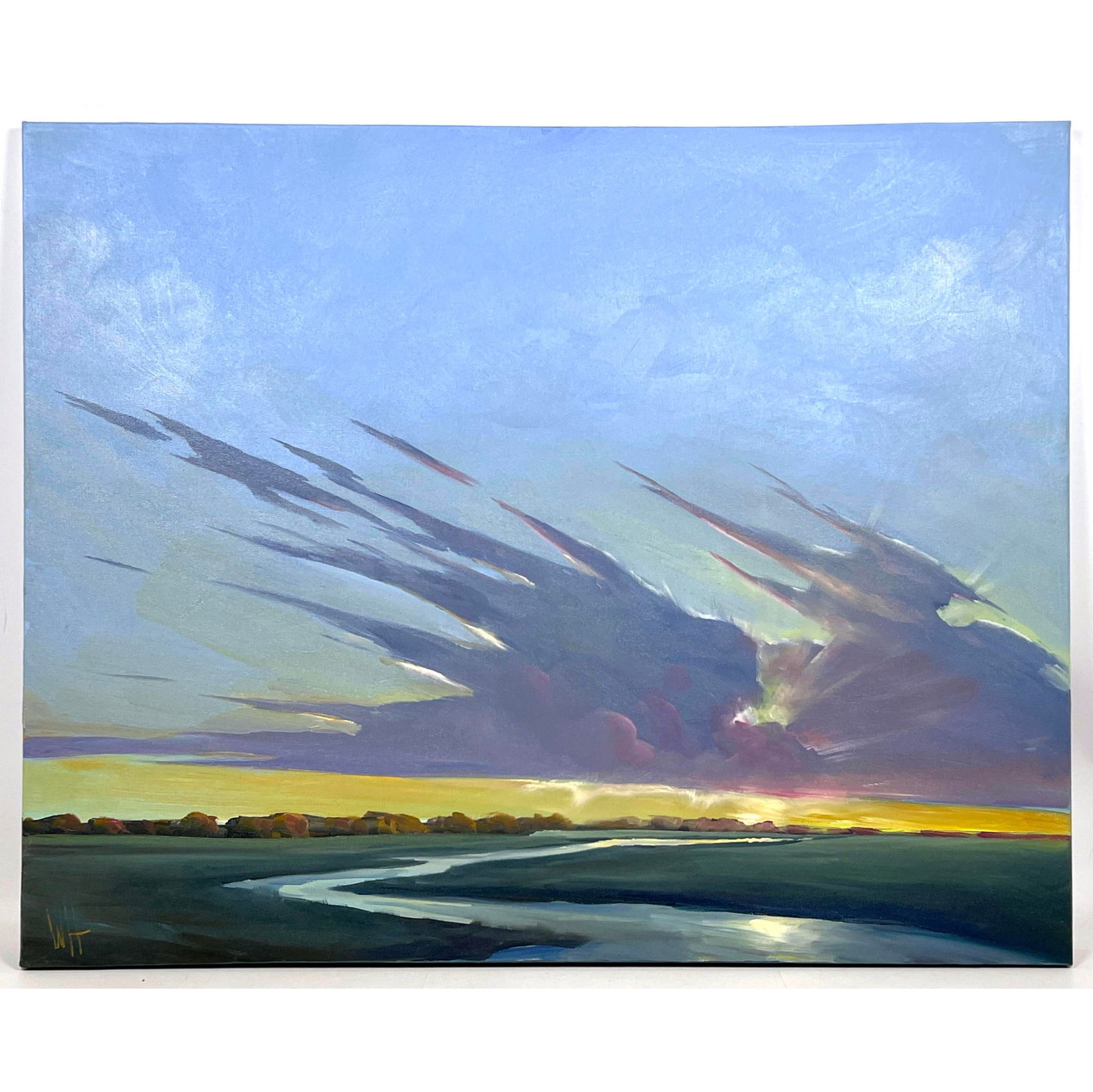 William Hawkins (American b. 1962) Unframed oil painting on canvas, Arts and Crafts South Western Ri (1 of 9)