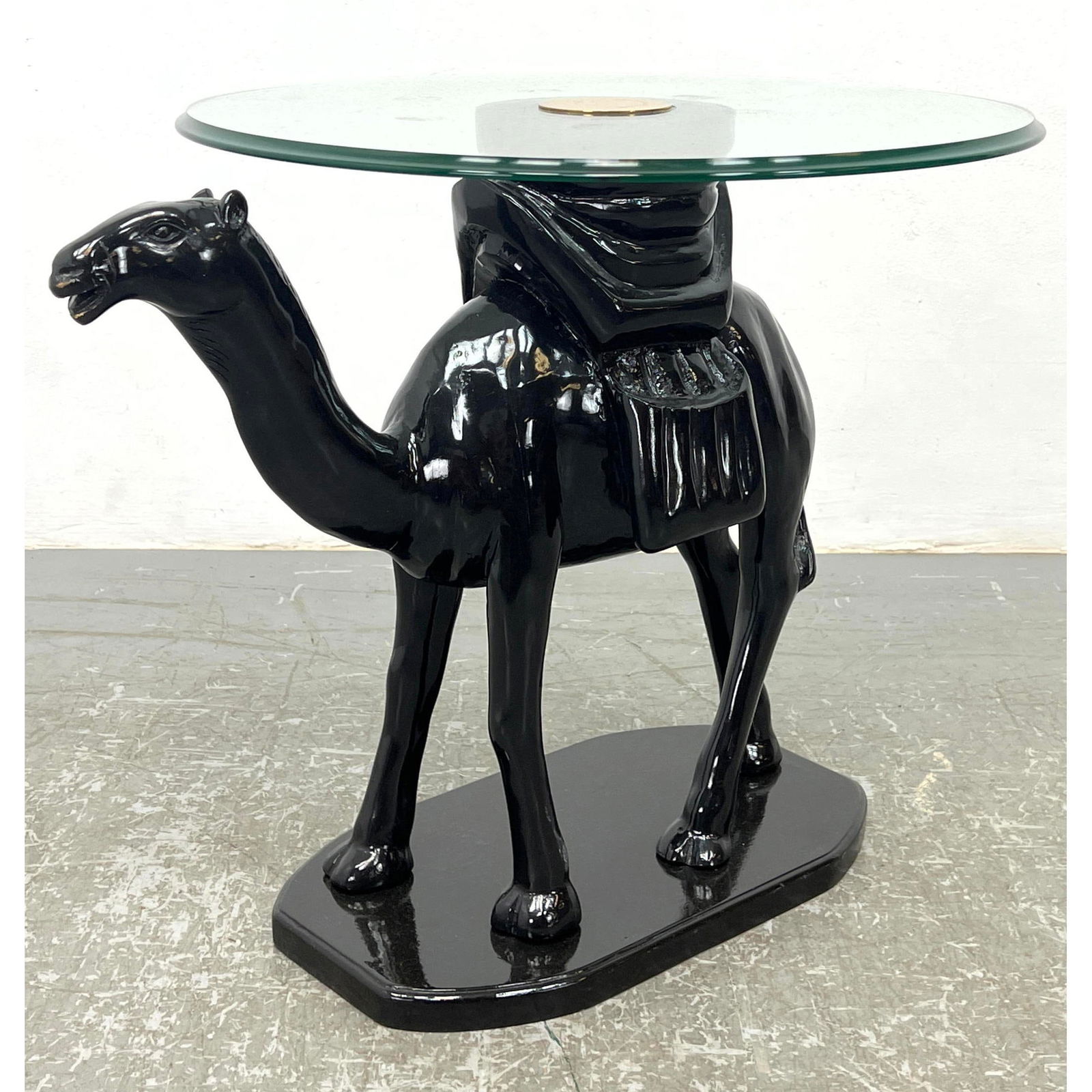 Decorative Drink Table with Camel form Base.  Glass Top. (1 of 13)