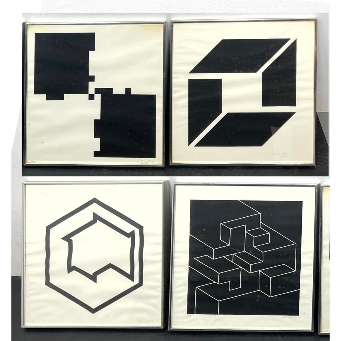 4pcs Vintage Framed Geometric Lithographs, Pencil Signed / Numbered (1 of 16)