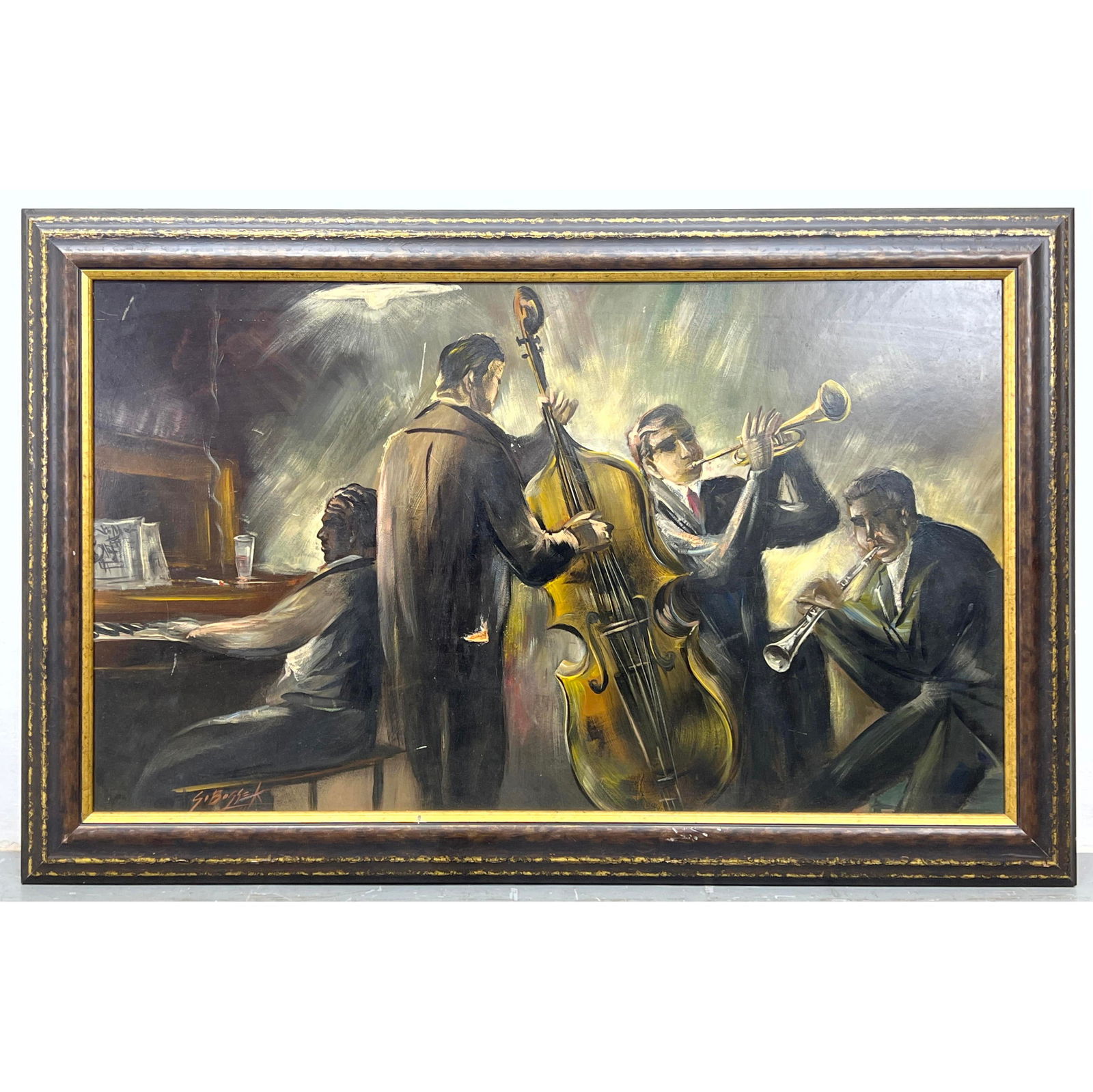 Si Bossiek Oil on board Painting. Jazz (1 of 8)