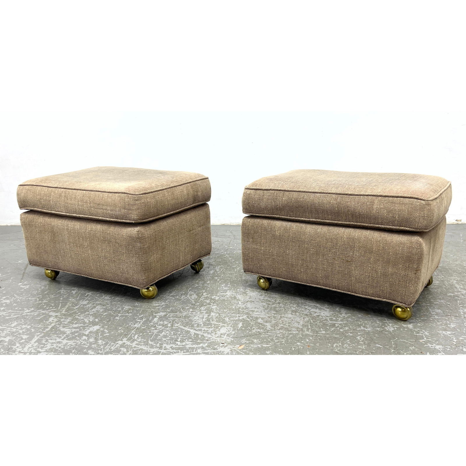 Pair of Upholstered Rolling Ottomans Footstools (1 of 11)