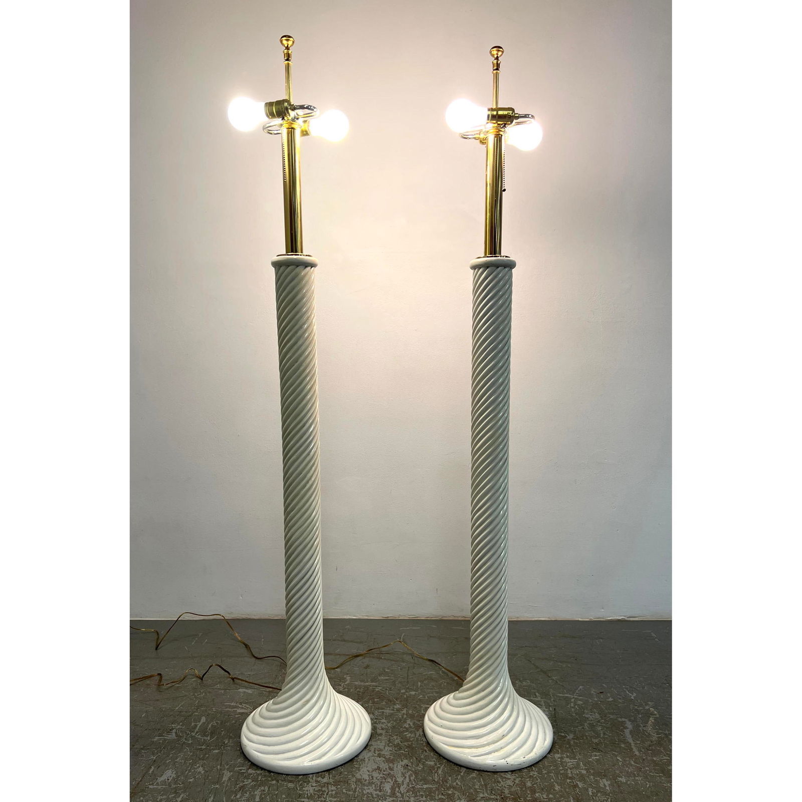 Michael Taylor Style Mid Century Decorator Floor Lamps. Twisted rattan style. (1 of 11)