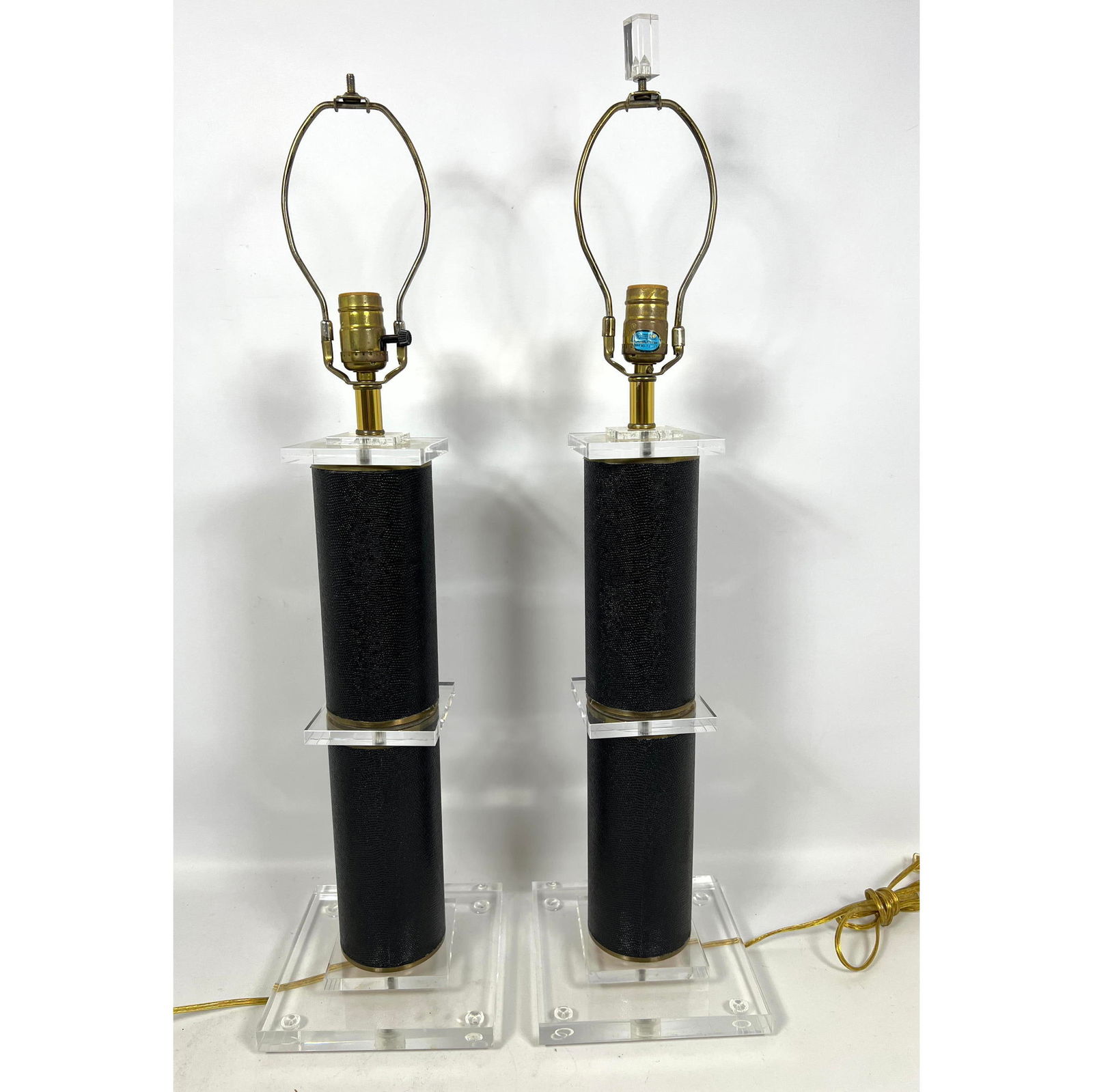 Faux Shagreen and Lucite Column Table Lamps. (1 of 9)