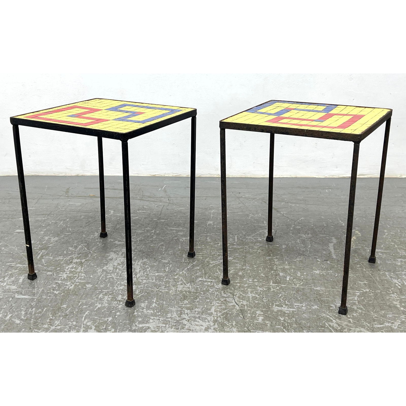 pair of American modernist tile tables. Frederic Weinberg style. (1 of 8)