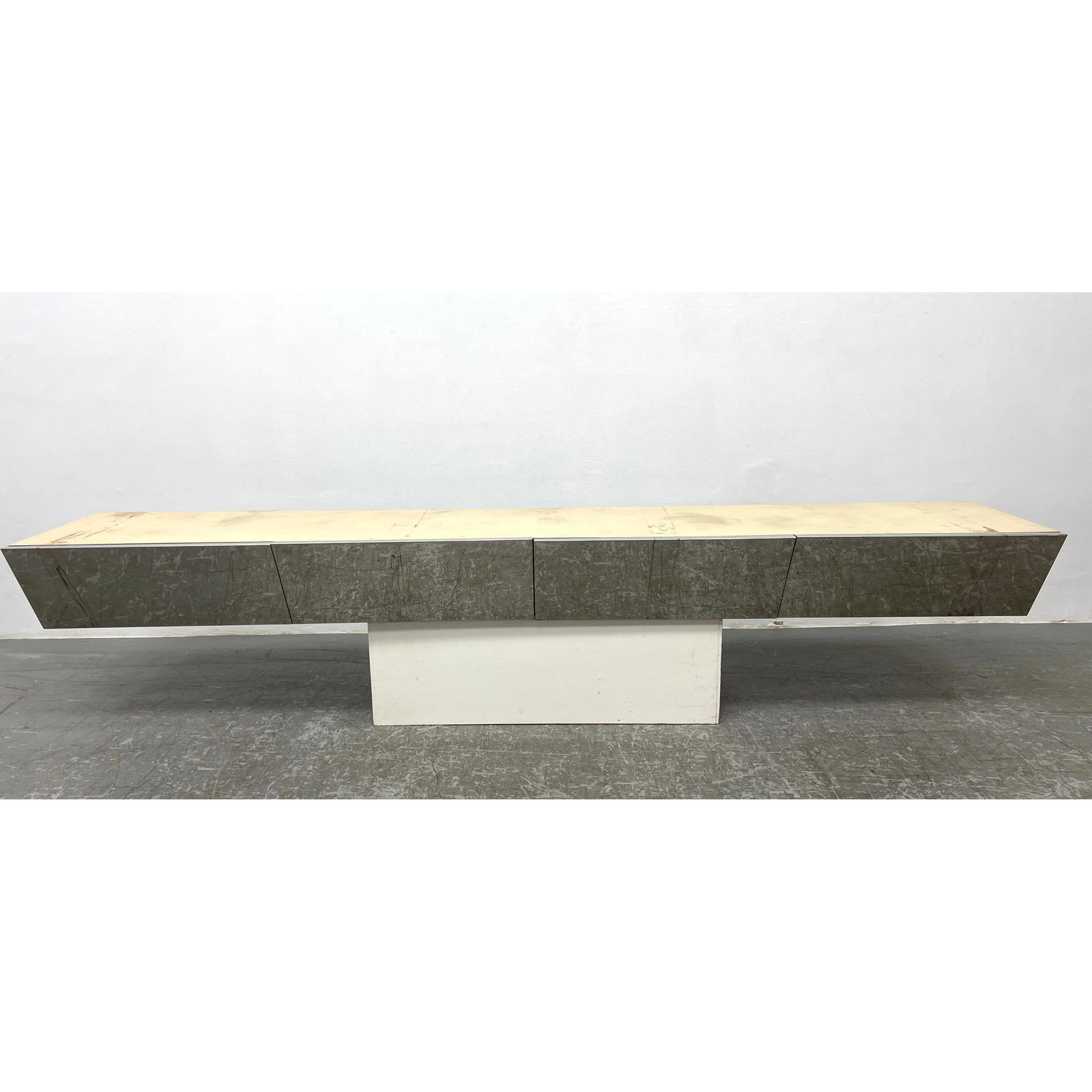 PACE Stainless steel and Laminate Wall Server Shelf. 4 Drawers.: PACE Stainless steel and Laminate Wall Server Shelf. 4 Drawers. Dimensions: Height: 8 inches, Width: 90 inches, Depth: 16.25 inches. --- - - We offer curbside delivery to NYC, Manhattan, Close Brookly