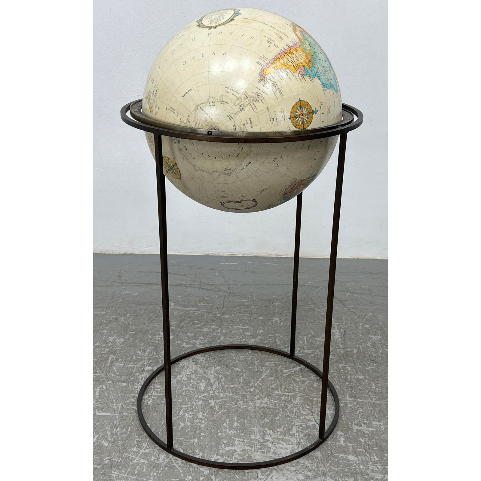 Paul McCobb style Metal Globe Stand. Paper World Globe in Stand. (1 of 9)