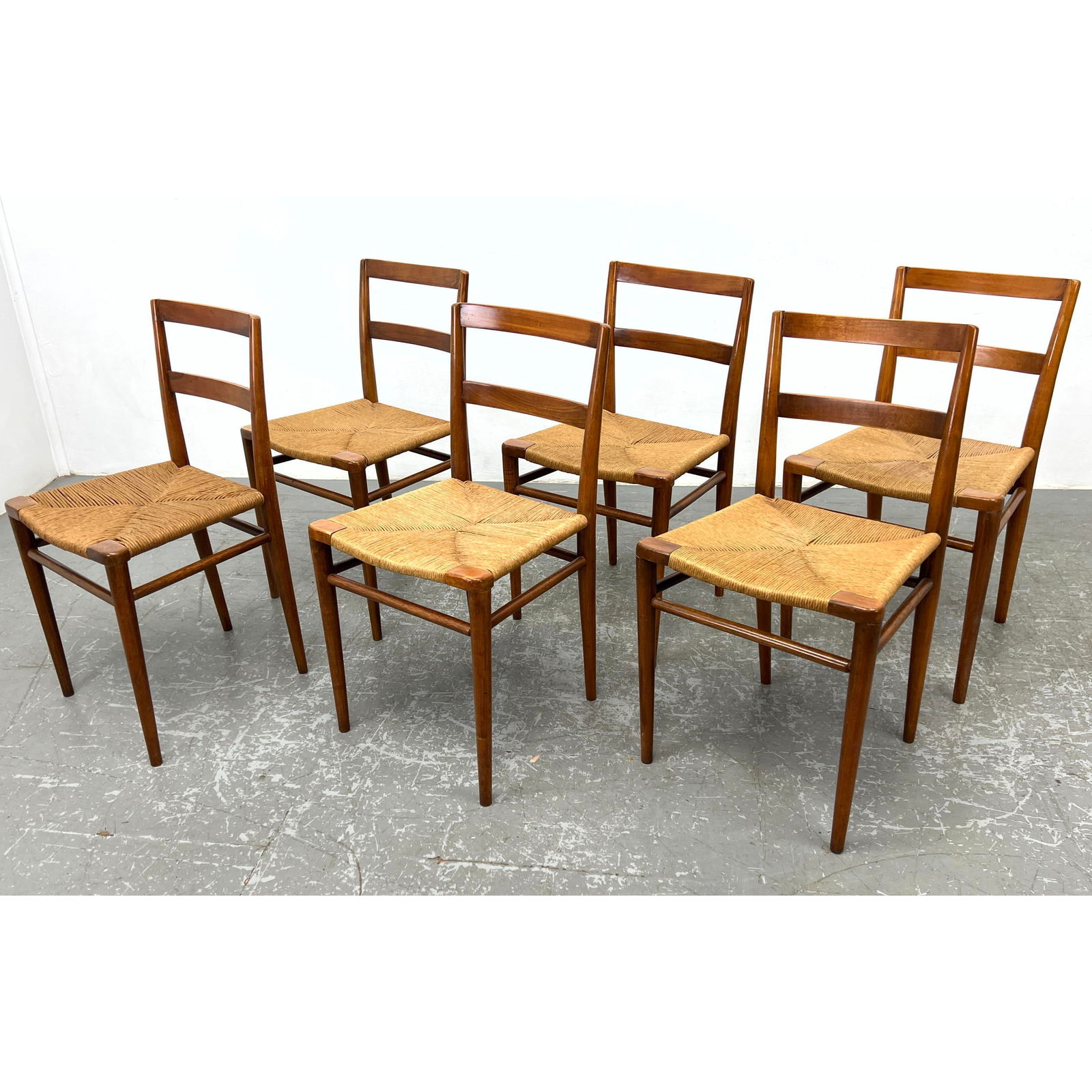 Set 6 Mel Smilow Mid-Century Modern Side Dining Chairs. Woven Rush Seats. (1 of 11)