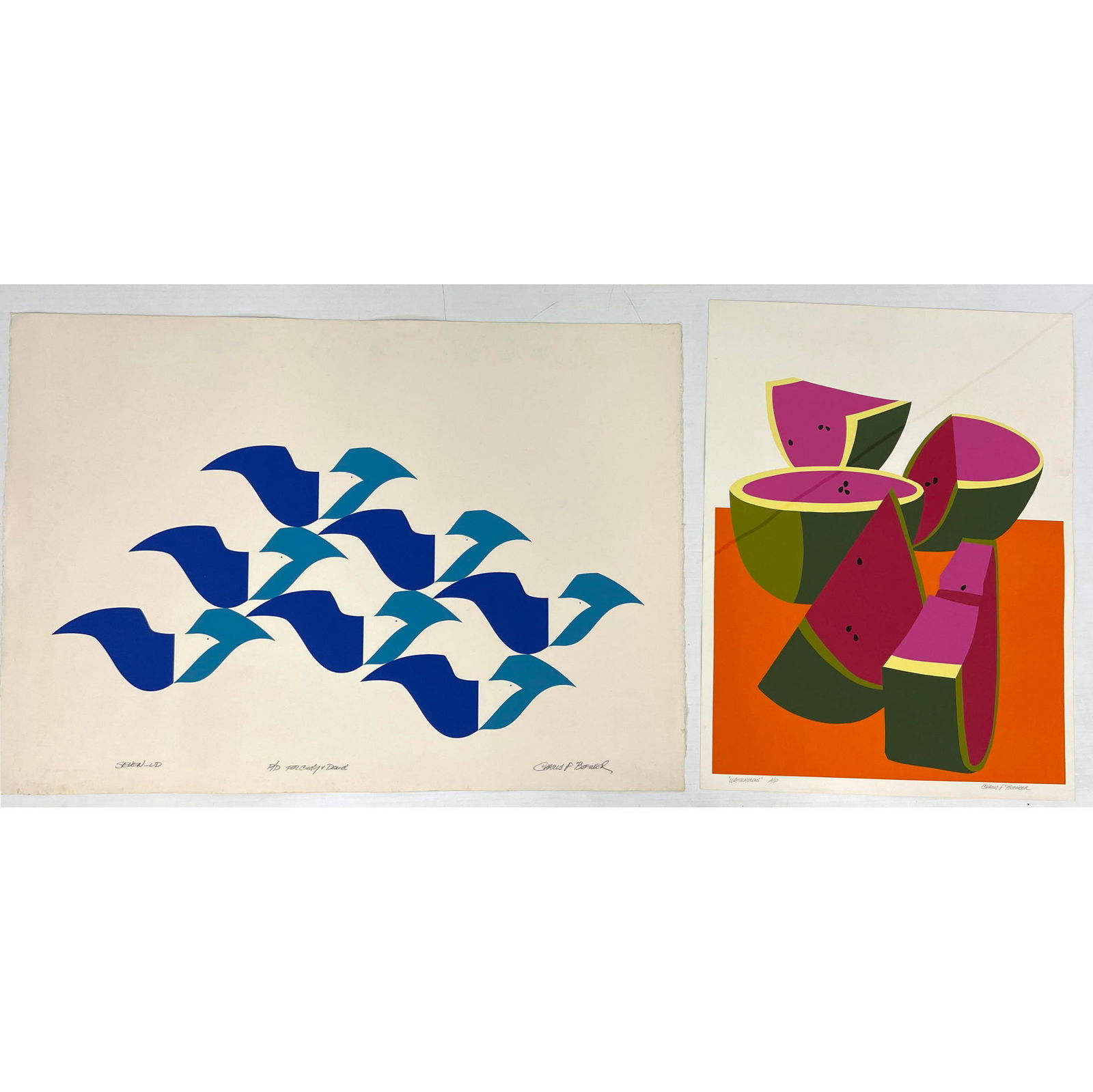 2pc CHARLES F BOFINGER Silkscreen Prints. Signed. (1 of 9)