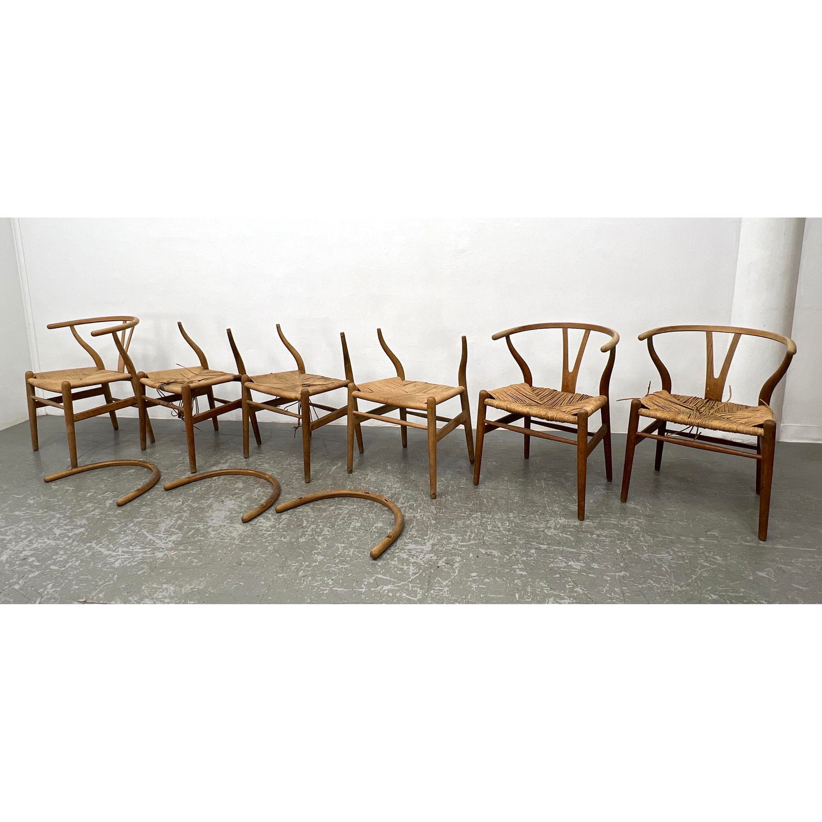 Set 6 Hans Wegner for Carl Hansen 'Wishbone' dining chair. Parts lot. (1 of 12)
