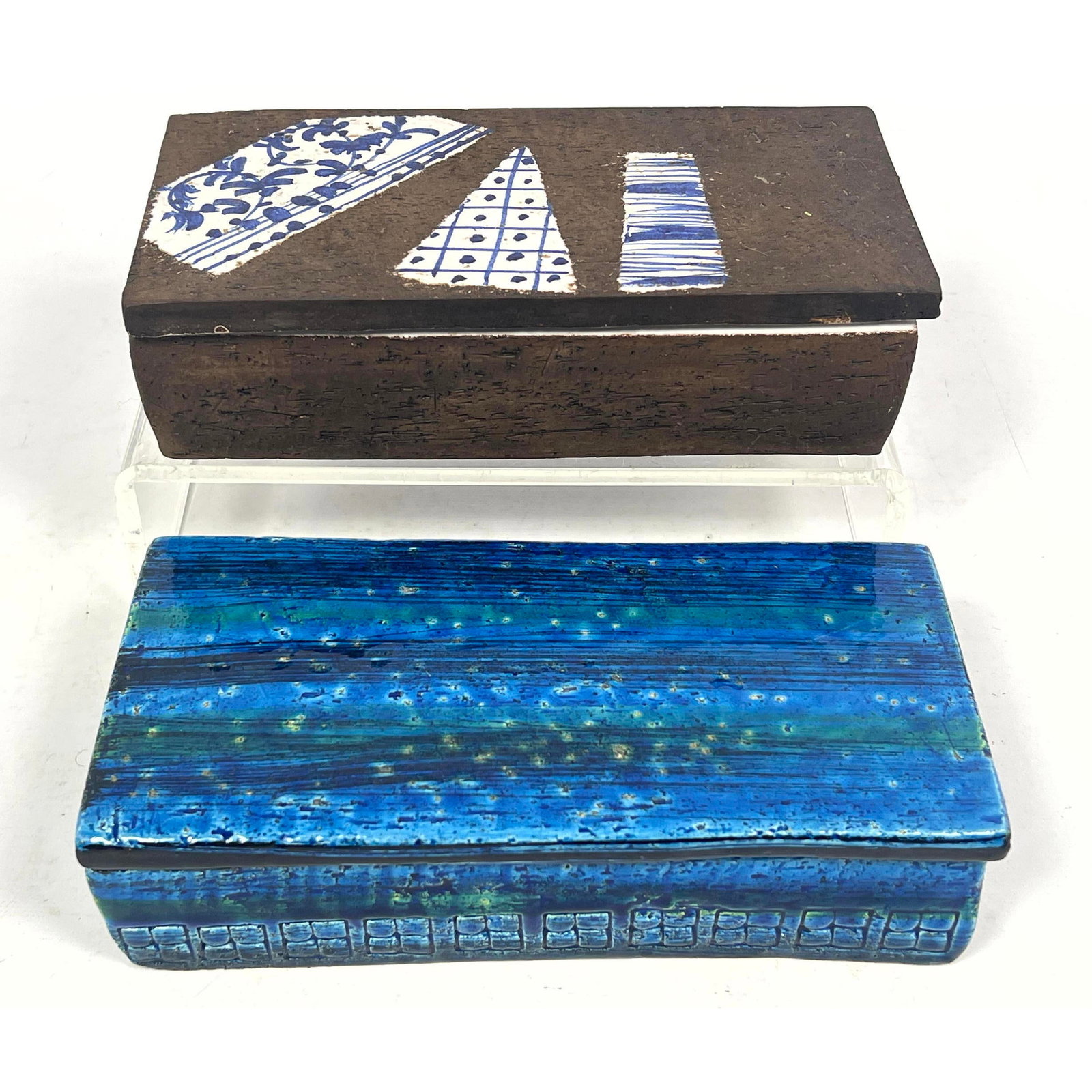 2pcs Bitossi Aldo Londi Italy Glazed Italian Pottery Lidded Boxes. Rosenthal Netter. (1 of 13)