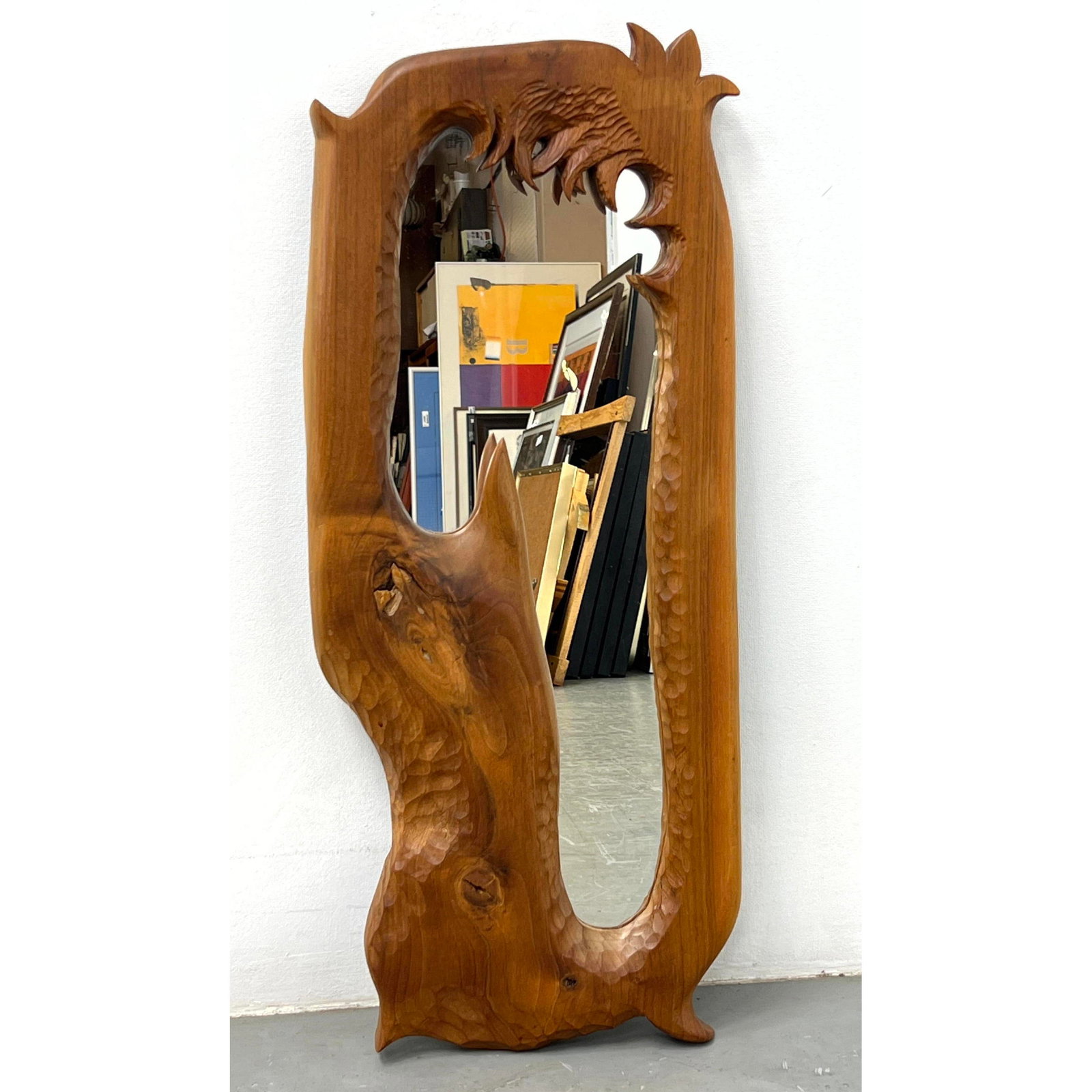 Phil Powell Style Chip Carved American Black Walnut Mirror (1 of 5)