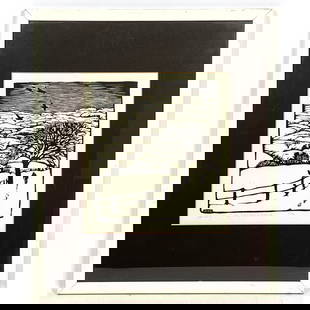 After Wharton Esherick (American 1877-1970) Framed woodcut print (restrike) on paper, Titled "Januar: After Wharton Esherick (American 1877-1970) Framed woodcut print (restrike) on paper, Titled "January" , 1981 . Dimensions: Frame Height: 10.5 inches, Frame Width: 9.5 inches. - Image Size: Image Heig