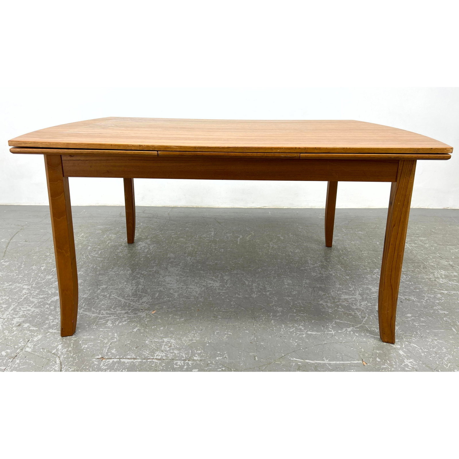 Teak Refractory Dining Table, with Sabre Style Legs. Canada Nordic Furniture.: Teak Refractory Dining Table, with Sabre Style Legs. Canada Nordic Furniture. Includes: 2 - 18 inch leaves. Dimensions: Height: 29.5 inches, Width: 59 inches, Depth: 39.5 inches. --- - - We offer curb