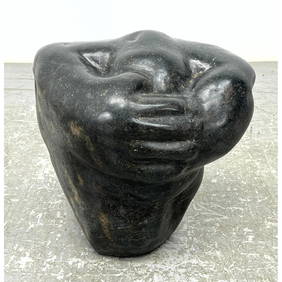 Carved Stone Modernist Figural Sculpture. Bowed Figure with Clasped Hands. Abstract Very Heavy. Gard (1 of 6)